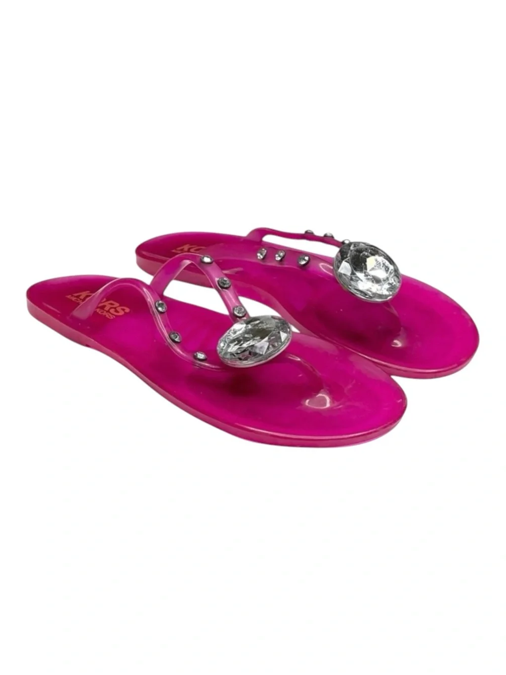 Michael Kors 𖦹 Crystal Jelly Thong Flat Sandal 𖦹 Clear Hot Pink 𖦹 2M Big Girl